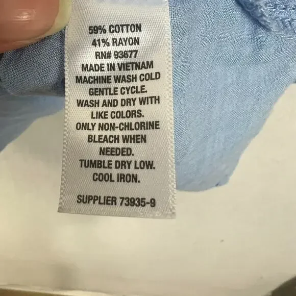 A.n.a A New Approach Shirt Women's Size XL Blue V-Neck Balloon Long Sleeve Top - Picture 6 of 7